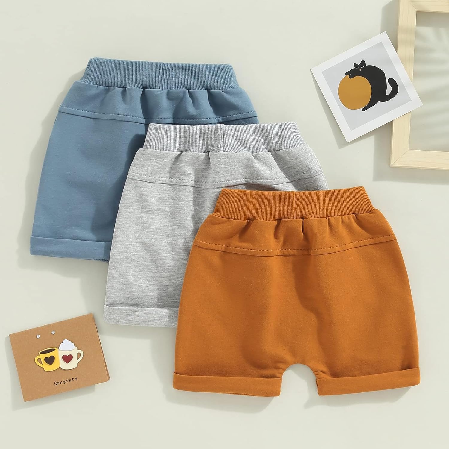 allshope Toddler Baby Boy Summer Shorts Active Jogger Pants Elastic Waist Pocket Solid Color Athletic Sweatpant Harem Bottoms - Image 4