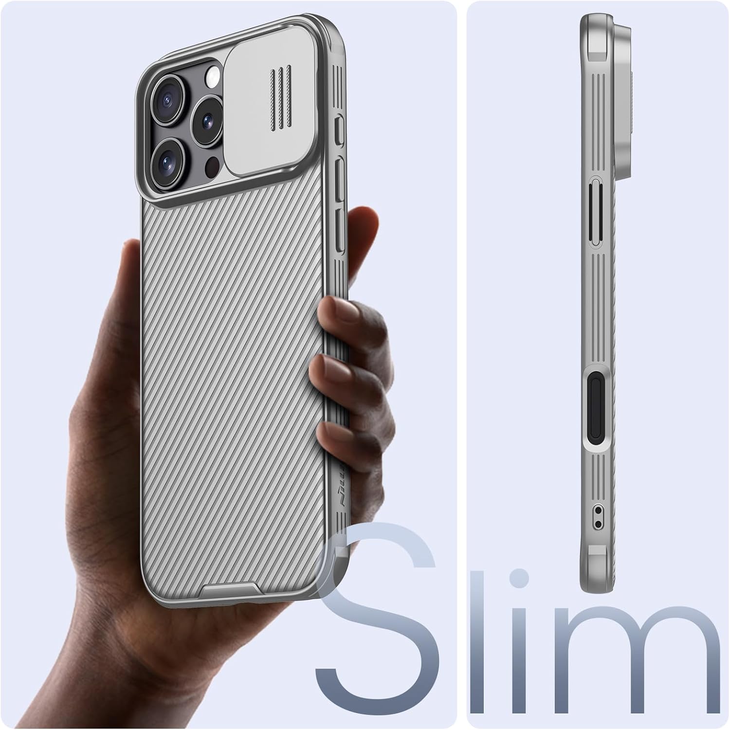 Nillkin for iPhone 16 Pro Max Case with Slide Camera Cover, [Upgraded Camera Lens Protection] Slim Shockproof Protective Phone Case for iPhone 16 Pro Max 6.9 inch, Gray Titanium - Image 3
