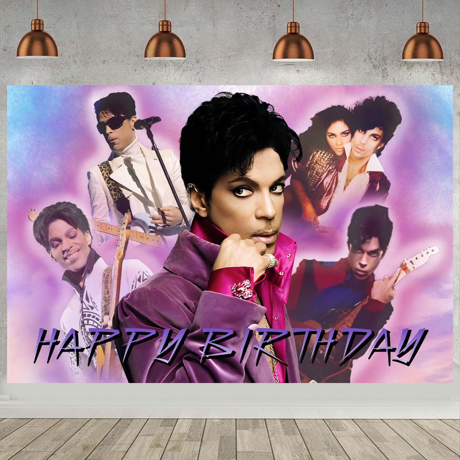 Prince Singer Birthday Backdrop for Party, Rock Singer Happy Birthday Banner Shoot Photo Backgrounds Props for Fans Adults Baby Shower Photography Backdrop (70.86 * 43.3Inch)