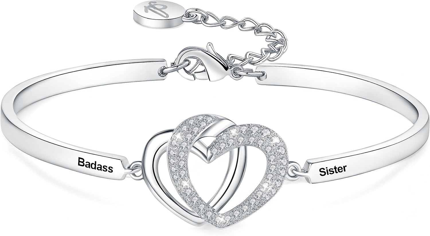 Valentines Day ‘Badass Sister’ Gifts, ‘Always My Sister Forever My Friend’ Bangle Bracelet, ‘Not Sisters by Blood But Sisters by Heart’ Women Jewelry, Xmas Birthday Presents from Brother BFF