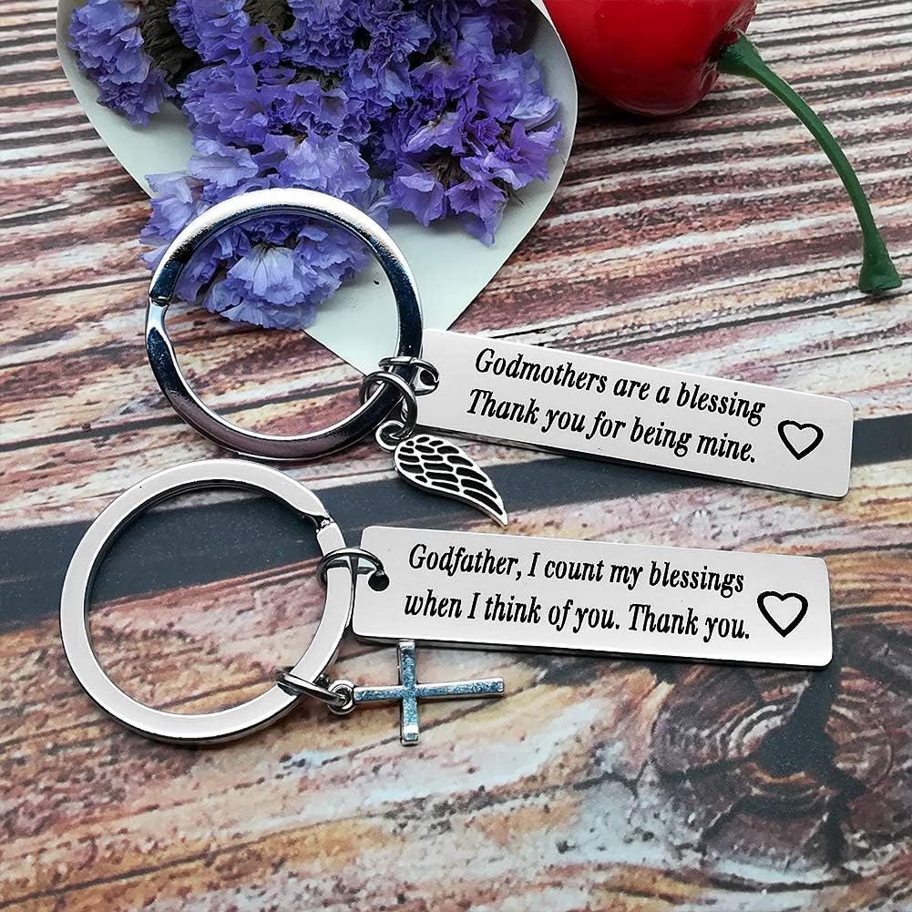 Miniatura 5 de Vadaka Regalos para padrinos de ahijado, llavero de madrina, llavero de padrino, regalo de bautizo, regalo para madrina, padrino, regalo de