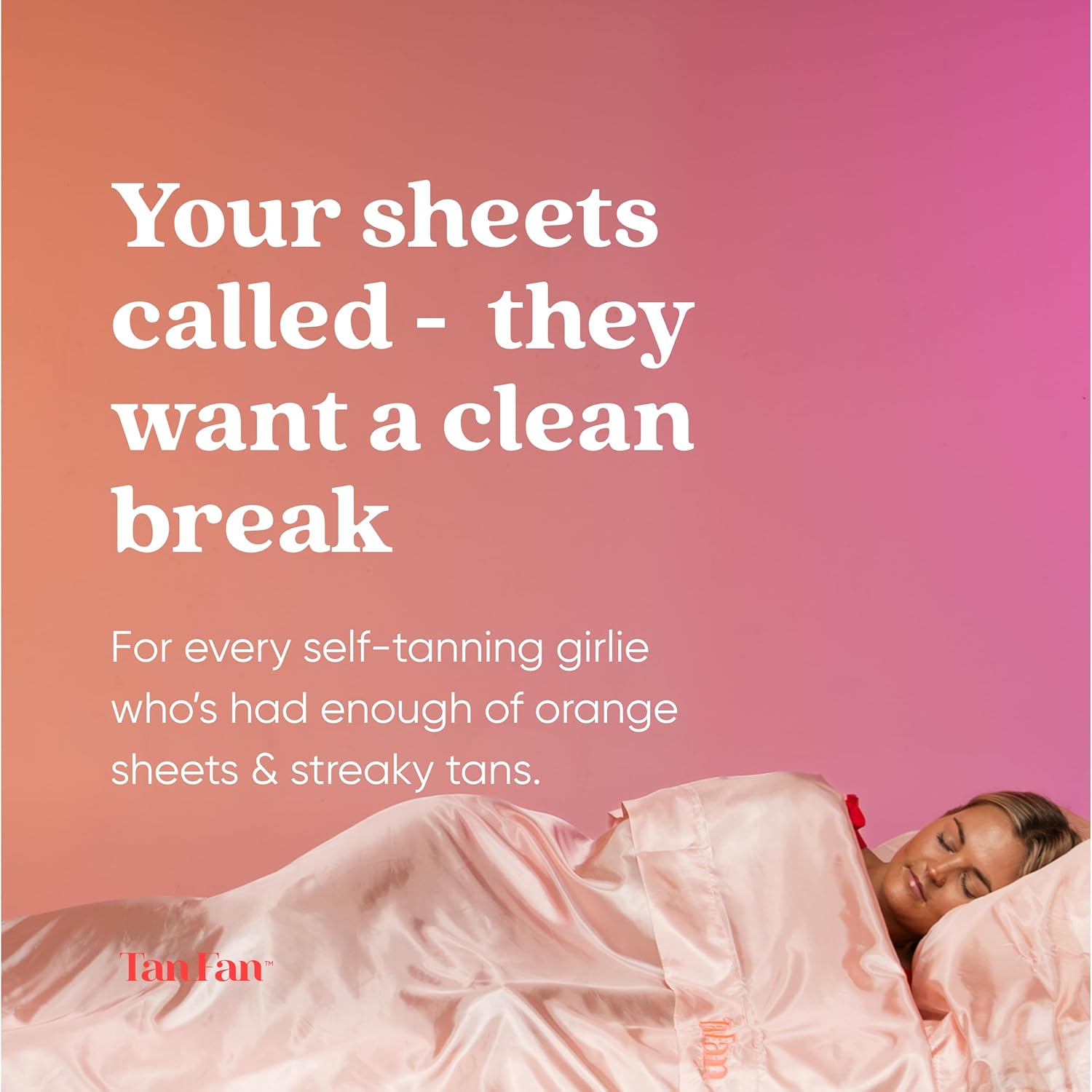 Self Tan Sleep Sac Bundle – Silky Bed Sheet Protector, Extra Pillowcase & Huge Scrunchie (Pink) - Protects Sheets from Tanner Stains – Washable, Cooling, Travel Friendly Gift - Large + Roomy