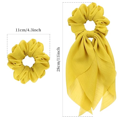 Miniatura 5 de Lawie Paquete de 8 lazos largos de gasa coloridos para el cabello, lazos de seda para niñas, bufandas para cabello grueso, soportes para cola de