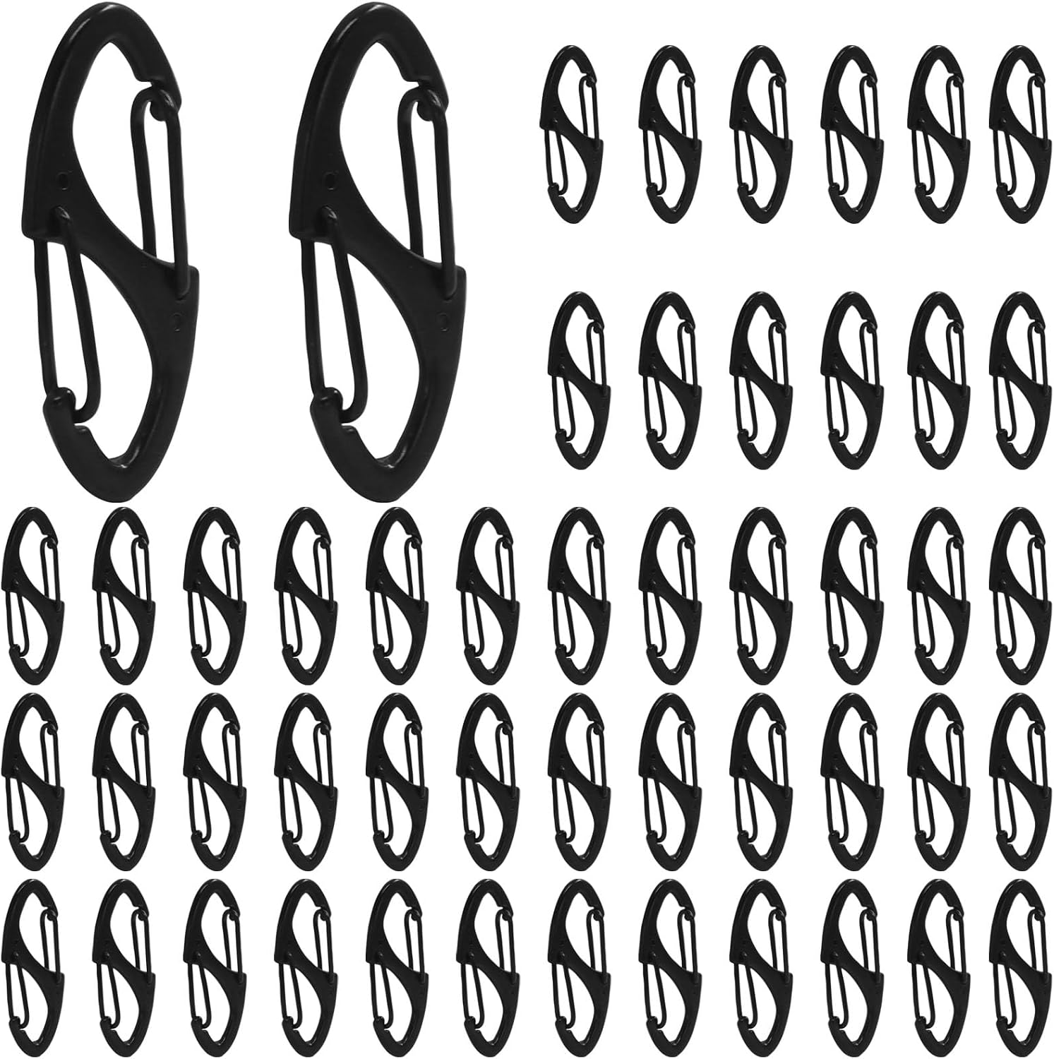 BokWin 50 Pack Small Carabiner Clips 1.6 Inch Double Sided Spring Gate Snap Hooks - Metal Key Clips for Keychain Accessories, Outdoor Camping, Fishing, Hiking