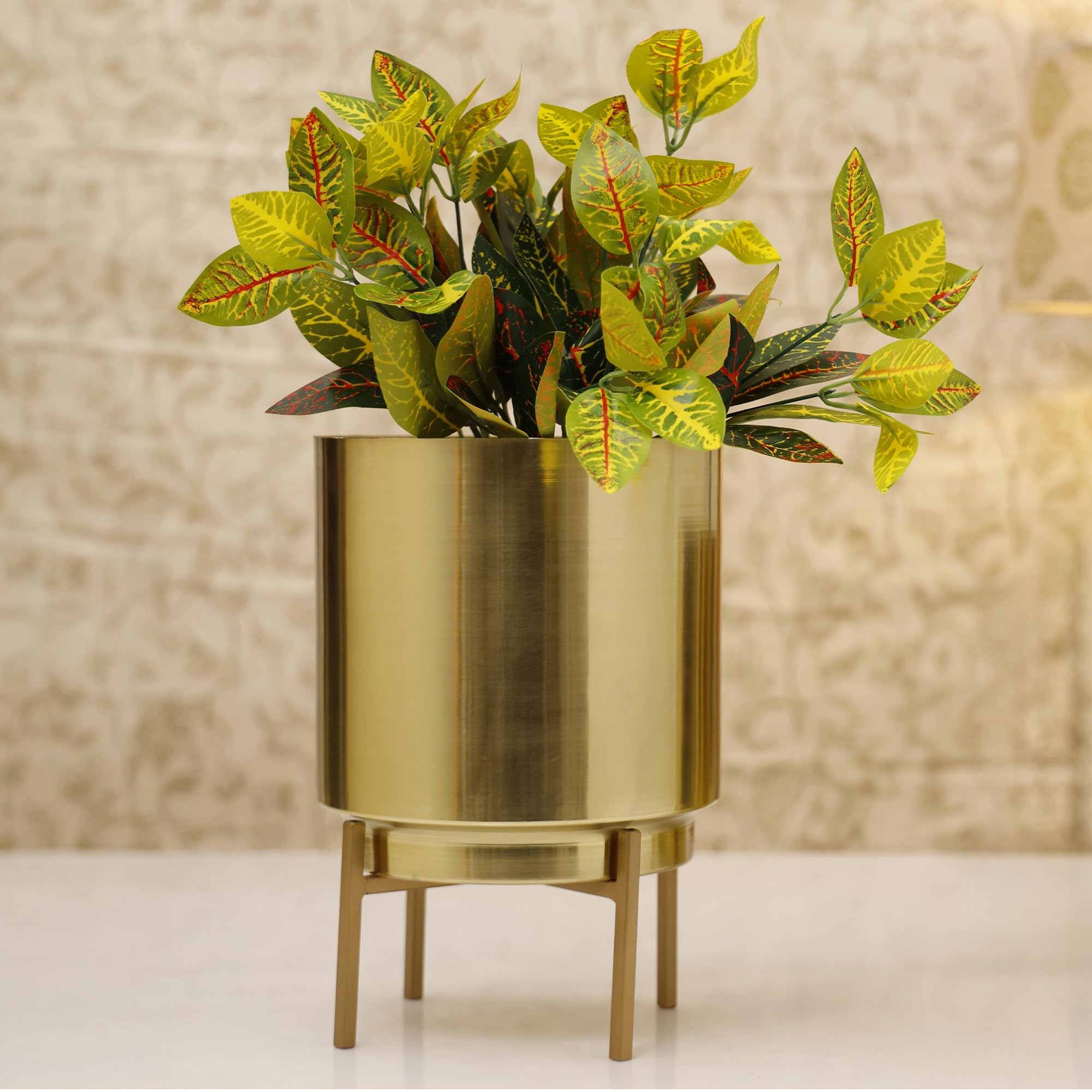 HomeShastra® Ember Gold Metal Planter Set with Stand | 9 inch (Height) by 7 Inch (Dia) | Planters for Living Room, Bedroom (Small Ember Gold) (B0DHS46JSY) Amazon Price History, Amazon Price Tracker
