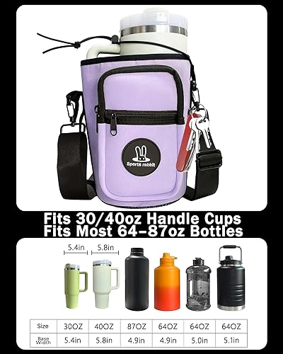 Miniatura 4 de Sports rabbit Soporte universal para botella de agua, diseño híbrido Oxford y neopreno duradero, compatible con Stanley de 3040 oz y vasos rectos de