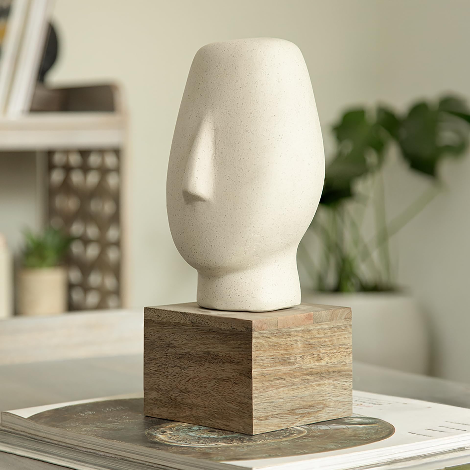 Sponsored Ad - Ellementry Firm Face Ecomix Sculpture 38 cm Tall, Home Décor Showpiece Figurine for Living Room & Office, Modern Asthetic Tabletop Decorative Accent, Unique Gift Item for Shelf Decoration