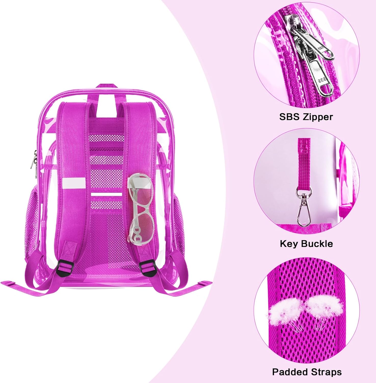 PAMANO Clear Backpack Transparent Heavy Duty School PVC Bookbag See Through Bag Boys and Girls for College Work Travel Security - Image 5