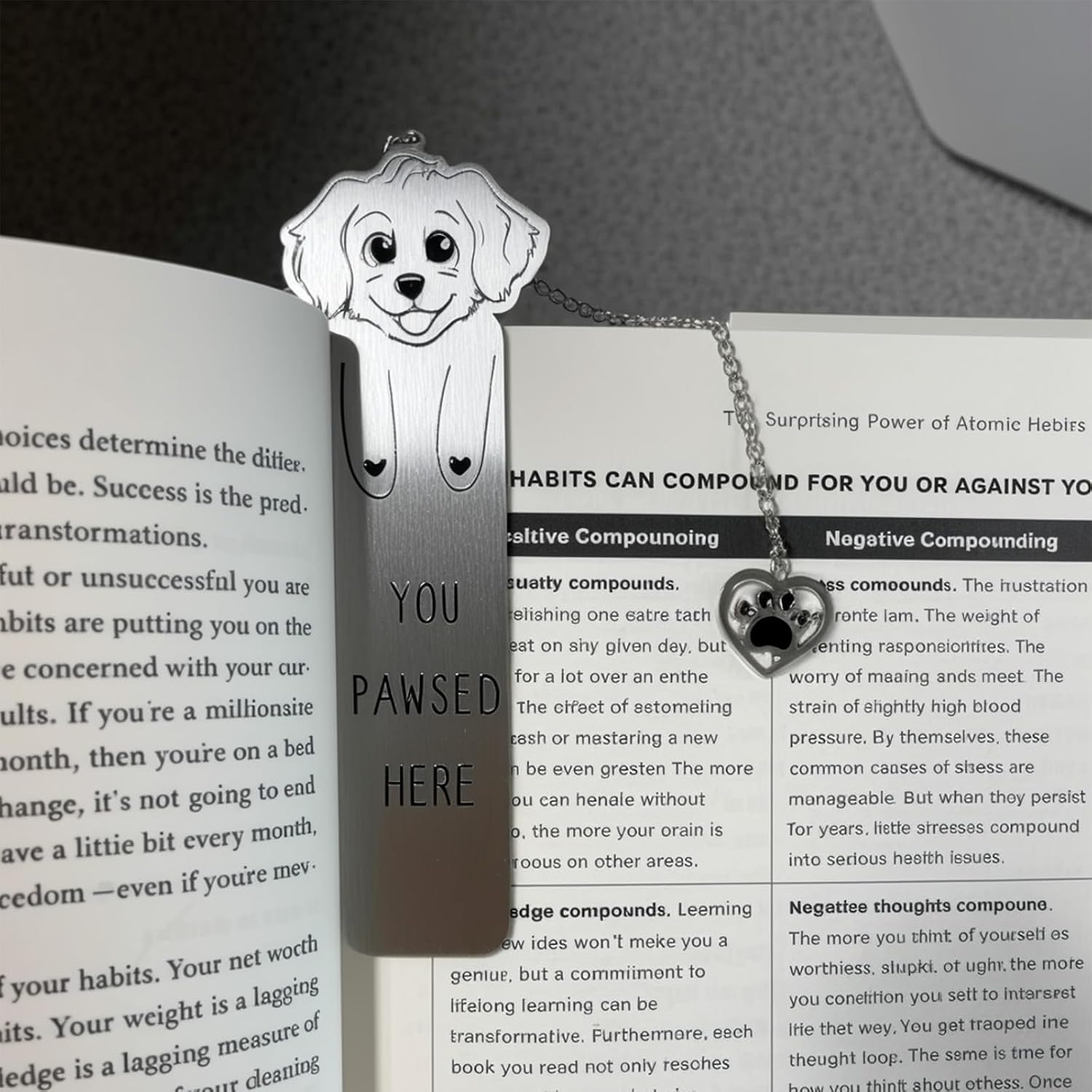 Dog Lovers Gifts for Women Readers, Funny Stainless Steel Bookmark with Paw Heart Pendant, Cute Book Marks for Teachers Friends and Pet Lover Comes with Gift Box image 3