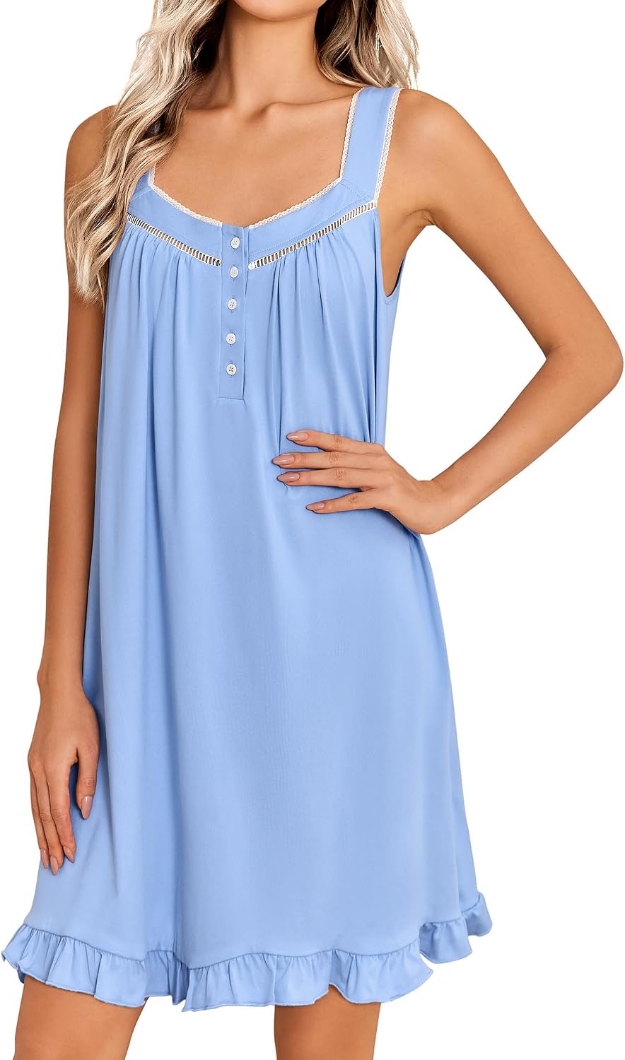 Ekouaer Nightgowns for Women Sleeveless Night gown Victorian House Dress Soft Nightdress Ladies Chemise