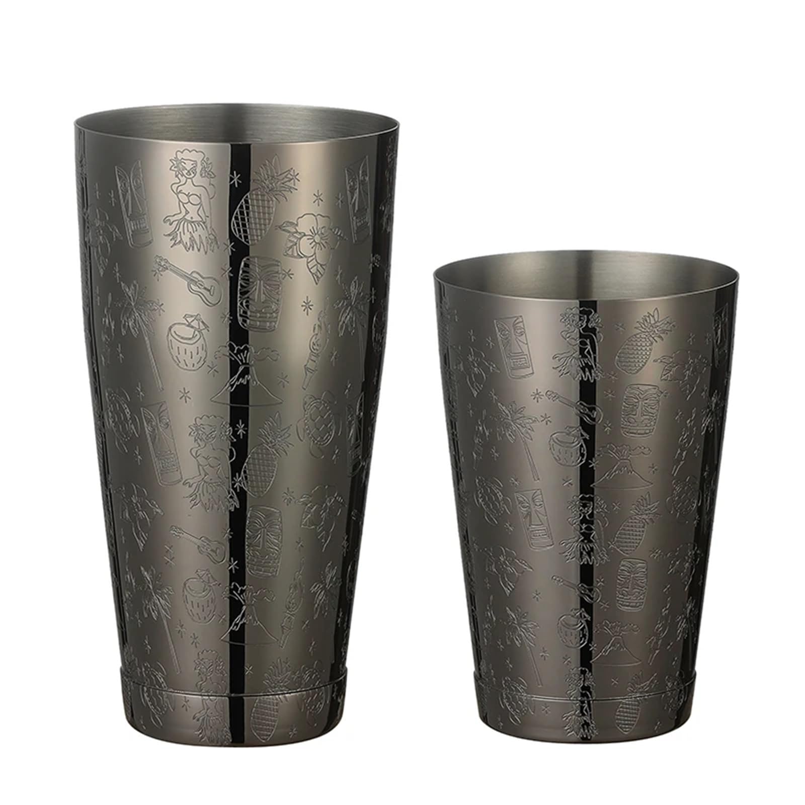 Kit de préparation de Cocktails, Outil de Barman, Shaker à Cocktail Boston 2 pièces avec Motif gravé, Ensemble de Shaker à Cocktail en étain - Ensemble de Cocktails 800 ML et 500 ML(Leaf)