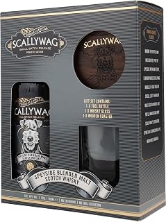 Scallywag Speyside Blended Malt Scotch Whisky Glass Pack SherryFinished NonChillFiltered 46 ABV 70cl with Tumbler Glass Wooden Coaster Gift Set
