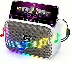 Caixa de Som Portátil RGB Bluetooth de 10 W, Som Estéreo, Pequena Caixa de Som Sem Fio Para Ambientes Externos, Bateria de 4 Horas,Caixa de Som Sem Fio Ideal Para Viagens, Banho, Festas e Casa(Preto)