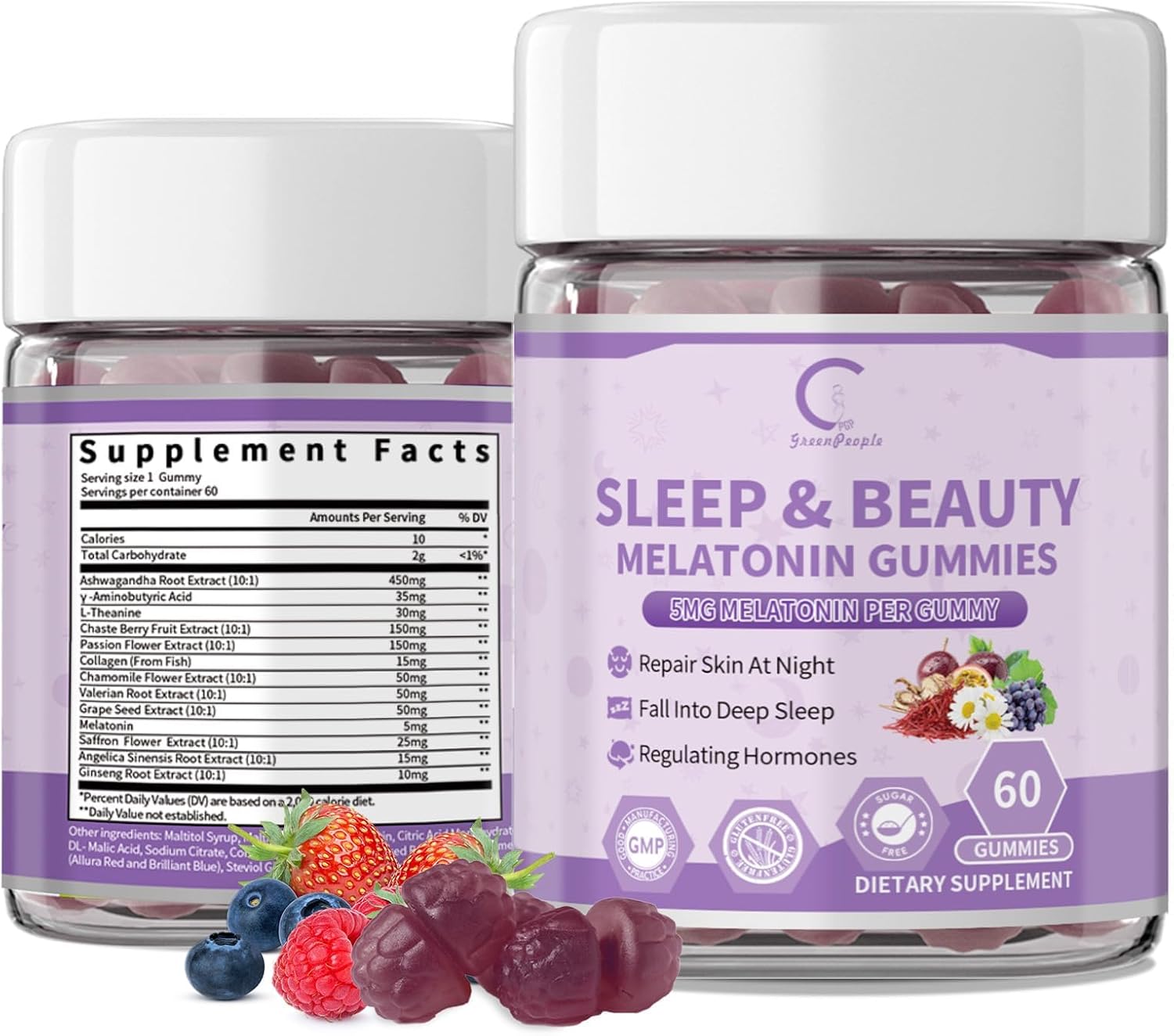 Women’s Melatonin 5Mg Gummies with Ashwagandha, L-Theanine & Valerian Root | Natural Sleep Aid, Time Release Formula | Mixed Berry Flavor, Non-GMO, Gluten-Free, Melatonin Gummies 60-Day Supply