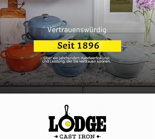 Lodge EC6D38 Enameled Cast Iron Dutch Oven, 6-Quart, Lagoon - 7