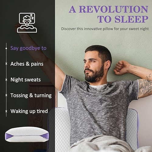 Miniatura 7 de HOMELAB Almohada corporal ajustable de espuma viscoelástica triturada, almohada de cama refrescante para dormir con funda extraíble, almohada