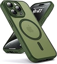 Oududianzi -Cover for iPhone 15 Pro Compatible with MagSafe, Translucent PC Silicone TPU Bumper Case, Camera Protection, Military Shockproof Anti-Fingerprint Cover-SogeGreen