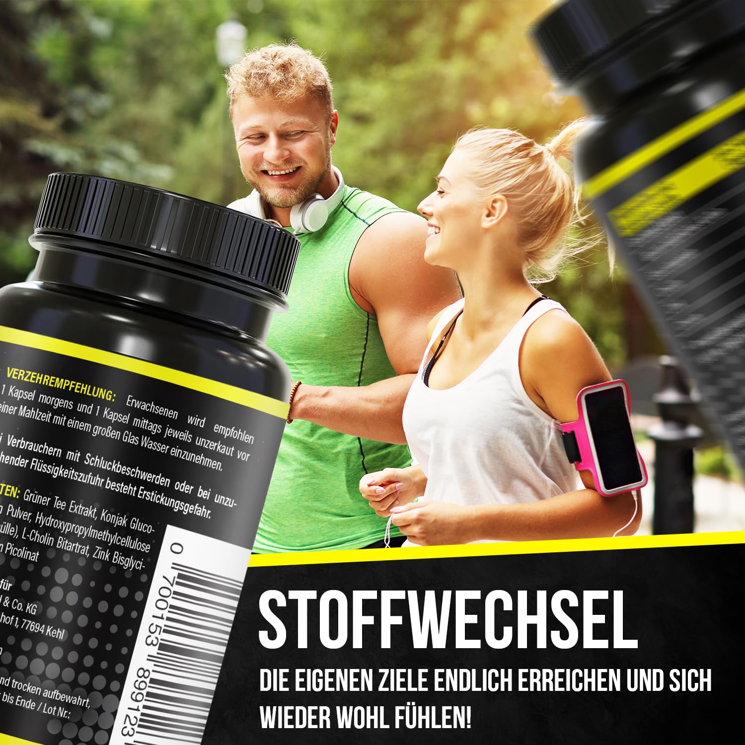 BRNR EASY BRNR Leichte Formel 5in1, Stoffwechsel-Kur mit Cholin, Blutzuckerspiegel-Rezeptur mit Chrom, Ballaststoff Glucomannan, Grüntee Extrakt, 120 Kapseln