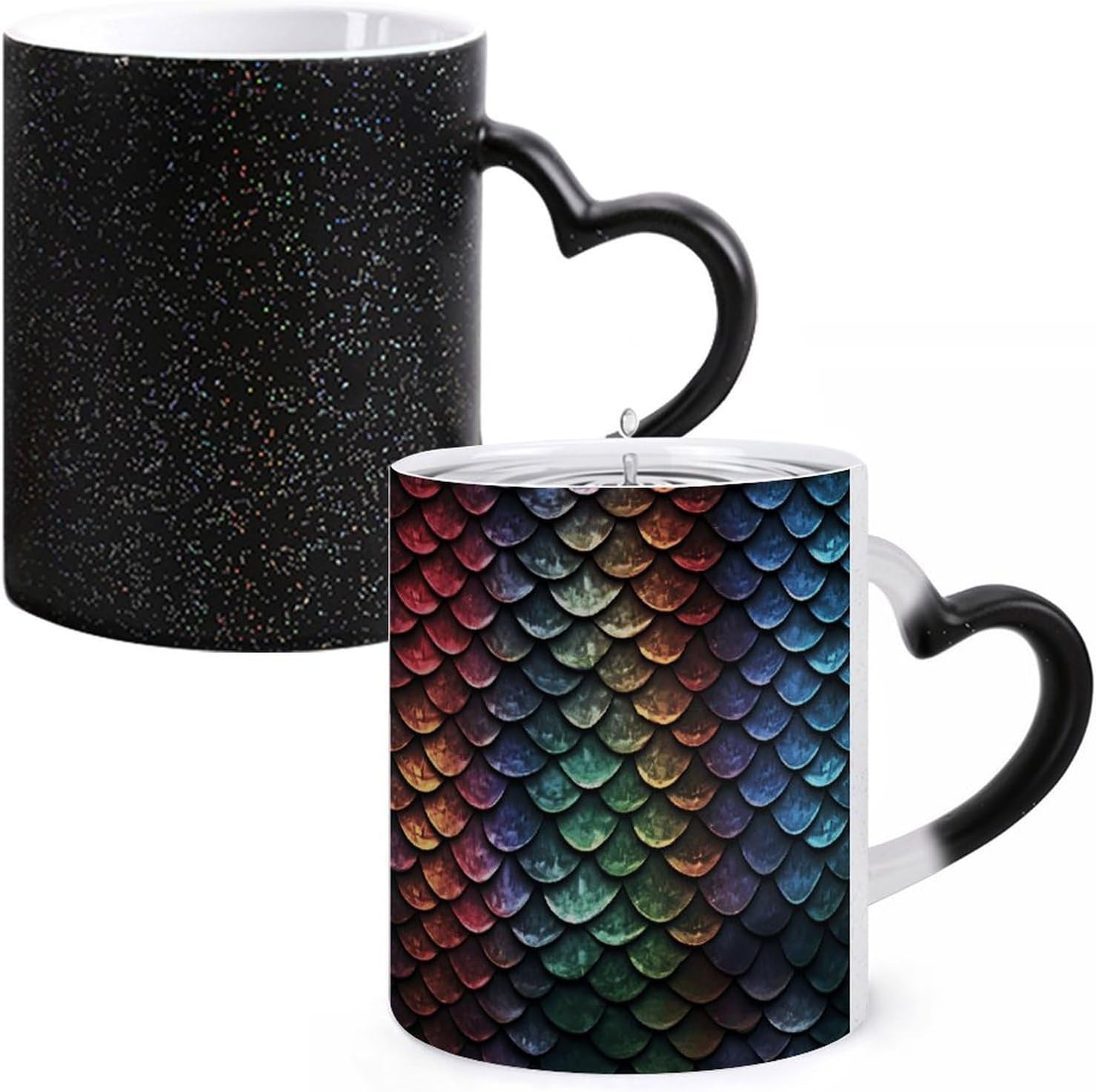 Dragon Scale Color Changing Mug Heart-Shaped Handle Mugs Fashionable Tea Cup Coffee Cup Popular Tumbler And Cups For Office Workers Mug & Unique Gift Giving Teacup image 3