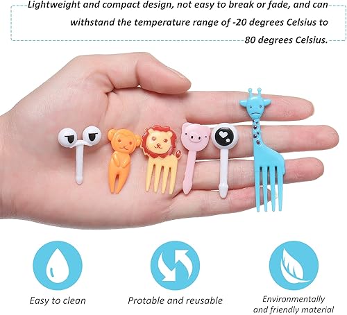 Miniatura 3 de Chengu 120 palillos de alimentos de animales para niños, caja Bento de animales de dibujos animados, palillos de frutas, mini tenedor, palillos de