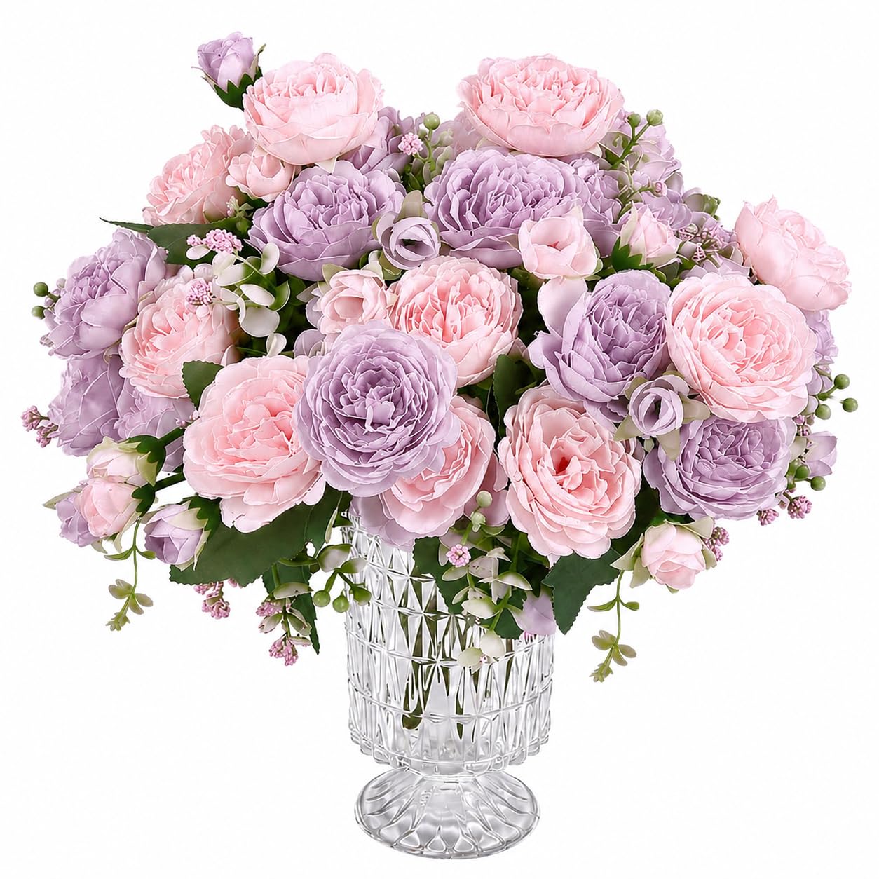 Premora 2 Bunches Peony Artificial Flowers Silk Peony fake flowers bouquets for wedding party table centerpieces floral arrangement home kitchen décor
