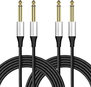 2 Pack Guitar Cable, 10ft 6.35mm 1/4 Inch Braided Guitar Lead, TS Instrument Bass AMP Cord, Male to Male Electric Guitar Lead for Keyboard, Bass, Mixer, Amplifier, Speaker