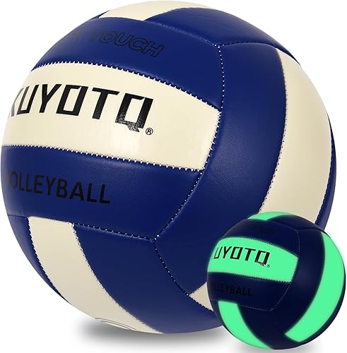 Miniatura 2 de KUYOTQ Balón de voleibol que brilla en la oscuridad, tamaño 5, color azul, luminoso, brillante, para juegos nocturnos, entrenamiento en interiores y