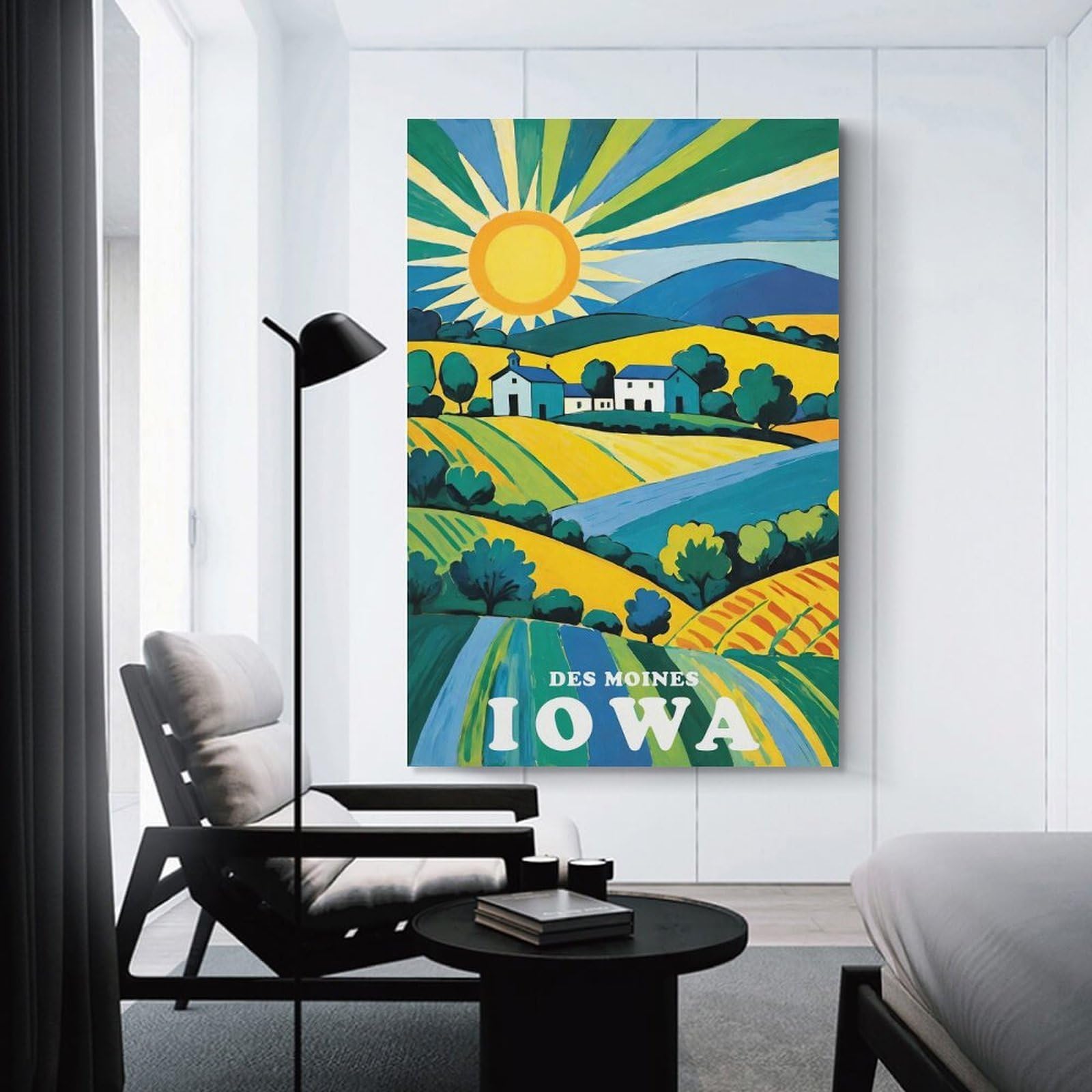 Junmoney Unframe-Style-8 Des Moines Iowa Landscape Hanging Wall Art, 08X12inch(20X30cm), For Entrance Walls, Hall Decor Or Foyers, Wall Decor To Refresh Empty Corners