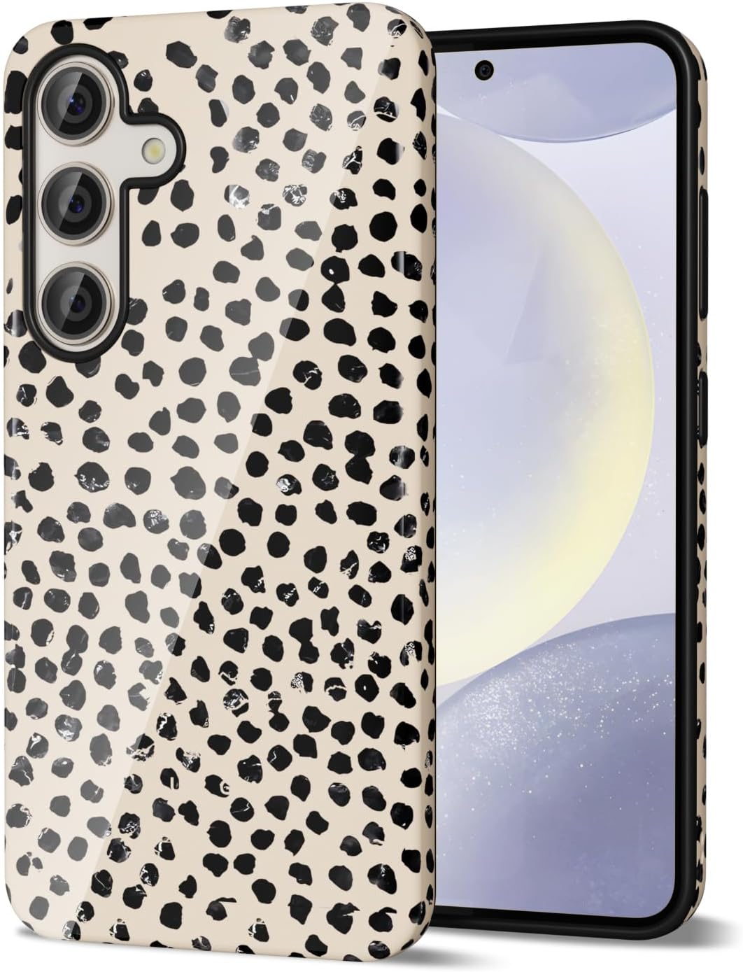 Svanove Cheetah Print Phone Case for Samsung Galaxy S24 Plus Case Girly, Cute Leopard Case for Women, Luxury Trendy Retro Animal Print Design, Aesthetic Pattern Hard Shell Plastic Cover, Beige Dots