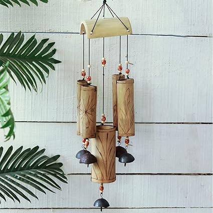 Unravel India 5 Tubes Antique Bamboo Windchime with Copper Bells