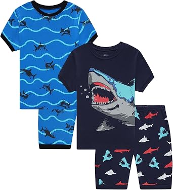 Little bety Boys Cotton Dinosaur Pajamas Kids Summer Shorts Space Pjs Toddlers Truck Sleepwear Sets 18Months-10Years