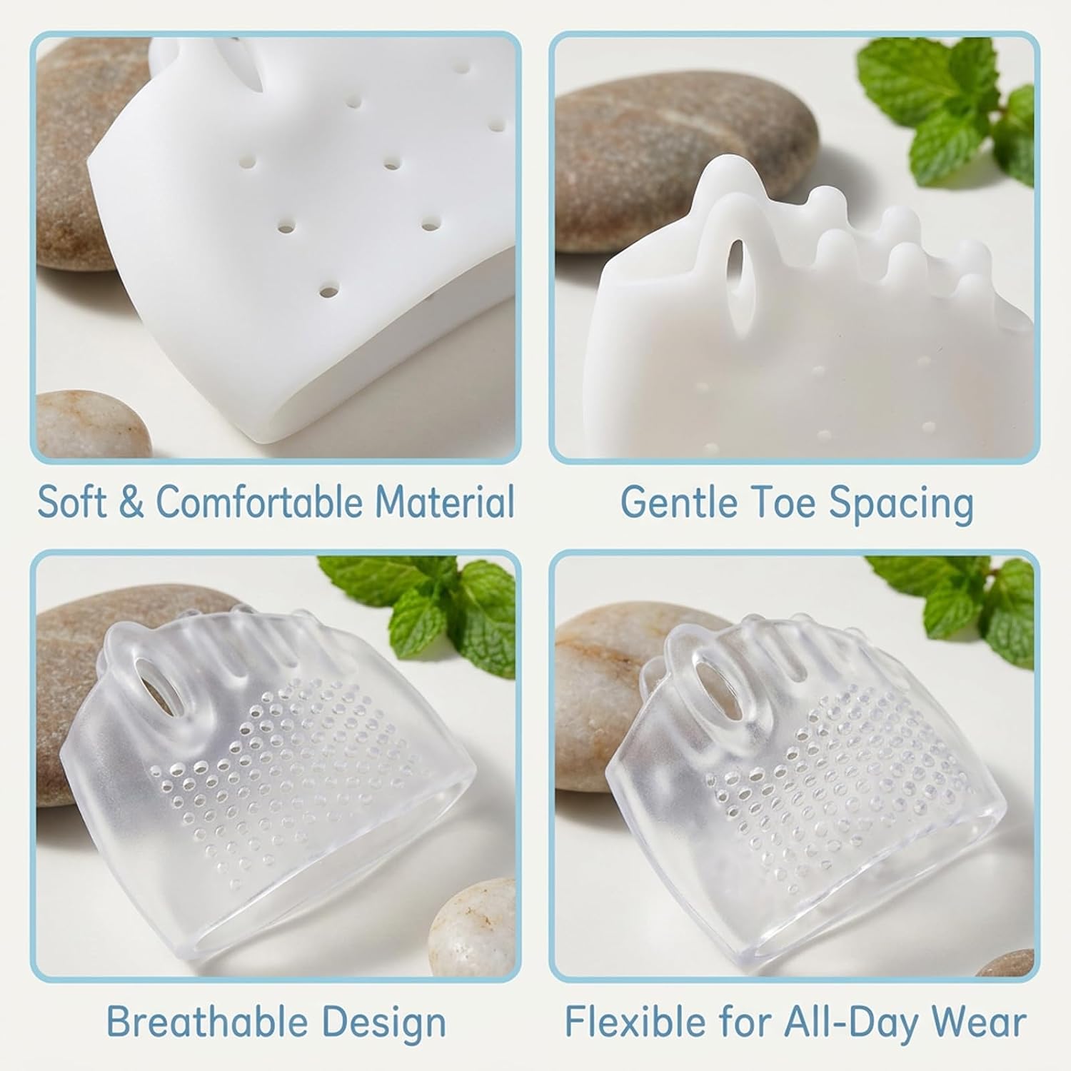 8PCS Silicone Toe Separators Set, Soft Flexible Toe Spreaders, Universal Toe Separators For Women and Men, Reusable Toe Separators For Pedicure, Comfort Foot Support Accessories for Daily Walking