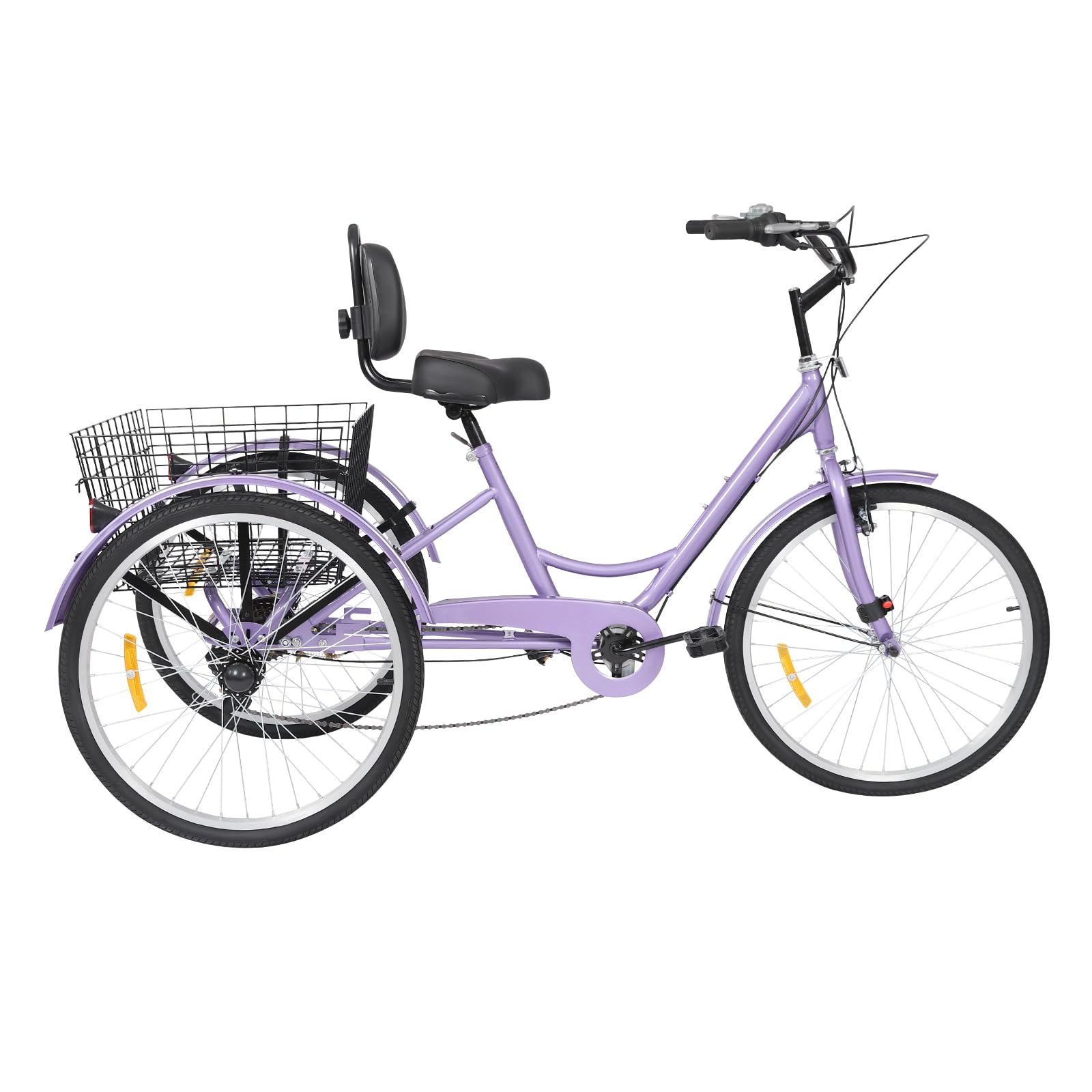 Triciclo de 7 velocidades para adultos,Triciclo adulto,Triciclo de 24 pulgadas,Asiento ajustable,7 velocidades Ricycle con respaldo y cesta de compras y cerradura,Freno delantero en V, freno de
