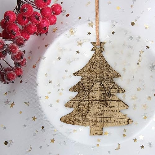 Miniatura 7 de 6 adornos de Navidad de madera, mapa del mundo, adorno de árbol de Navidad, adornos de madera de Navidad para vacaciones, decoraciones colgantes de