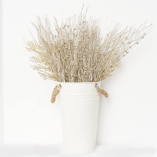 Miniatura 7 de SLK - Paquete de 16 adornos de tallo de bayas artificiales con purpurina, ramitas decorativas de Navidad, púas, ramas para árbol, corona, jarrón