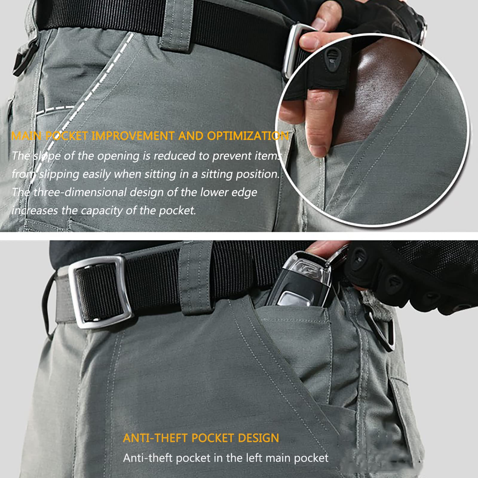 Pantalones Cargo para Hombre Impermeables Pantalones de Senderismo con Cremallera para Trabajo y Exterior(Size:S,Color:Verde)