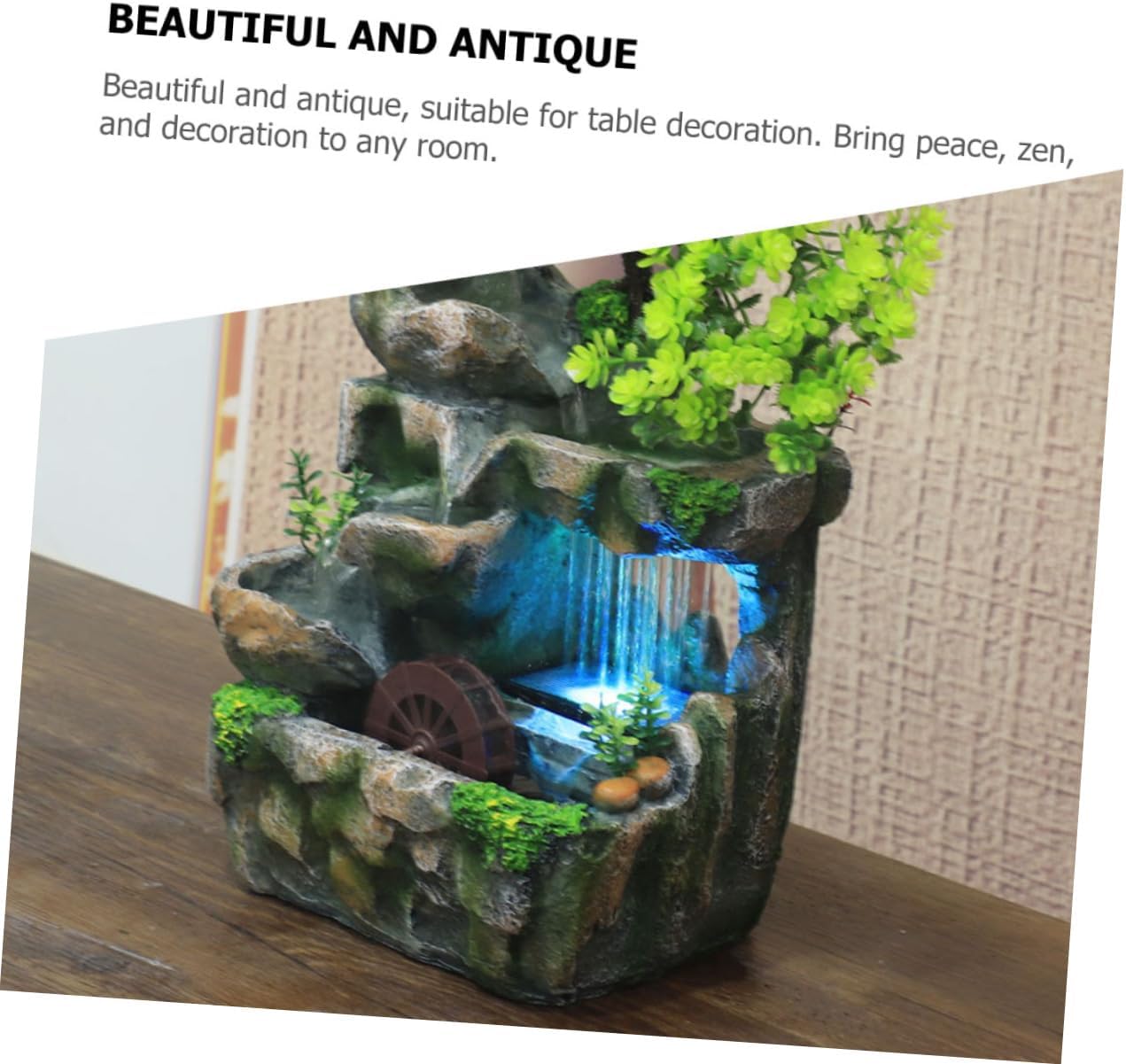 Mini Indoor Water Fountain with Led Light Zen Desk Decoration for Relaxation and Meditation Tabletop Waterfall Feature for Home and Office Compatible