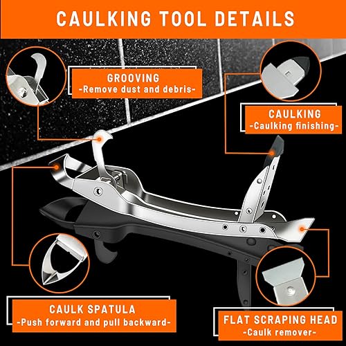 Miniatura 3 de Kit de herramientas de calafateo de acero inoxidable, herramienta de eliminación de lechada, herramienta removedora de calafateo de azulejos 4 en 1,