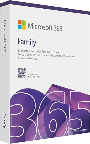 Microsoft 365 Family | 12 Months | 6 People | Up to 6TB Storage | AI Office Apps | PC/Mac/Android Digital Code in Box