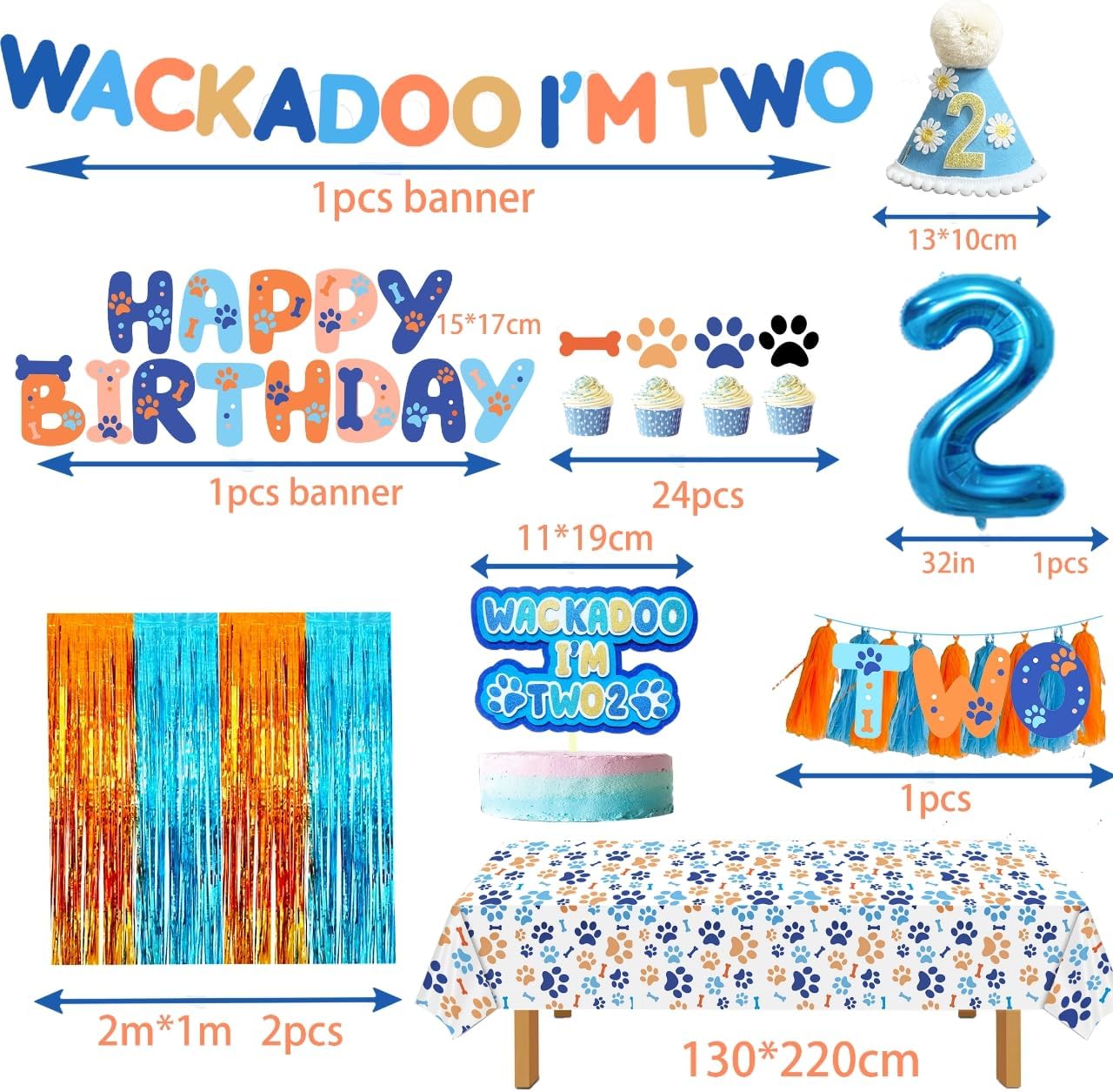 Generic Blue Dog 2nd Birthday Decorations, 2nd Birthday Party Supplies Boy with Balloon Arch