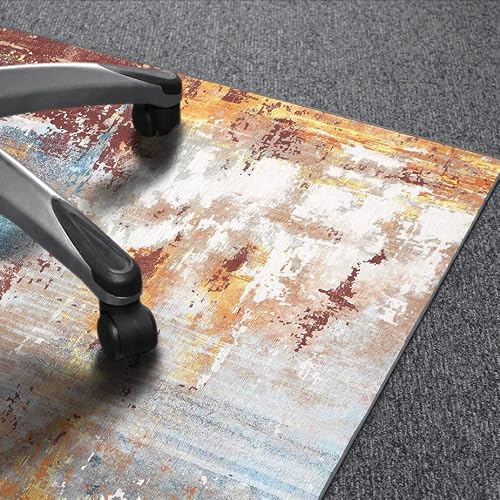 Topotdor Home Office Chair Mat,Abstract Desk Chair Mats For Hardwood Floor,Computer Chair Mat For Rolling Chair Non Slip Washable Floor Protector Rug,Blue Multi #TOP3