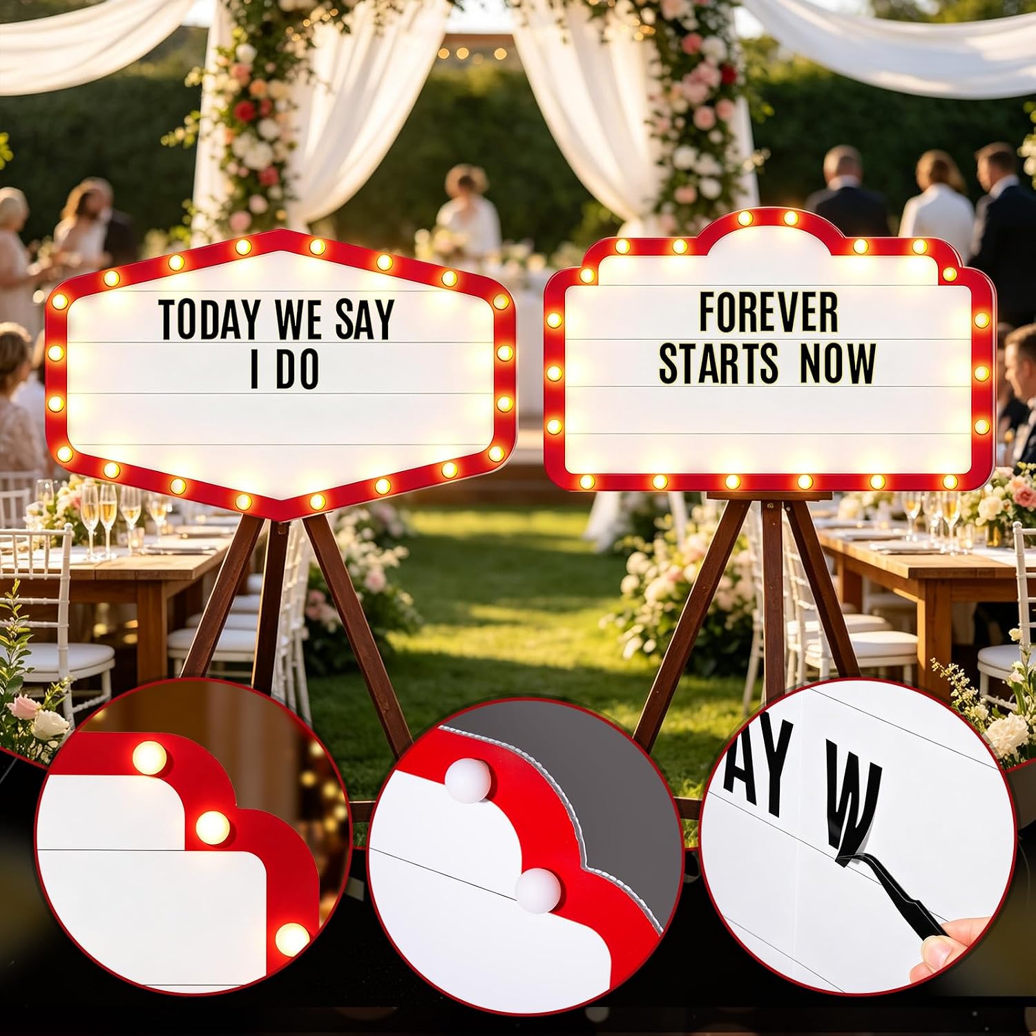 2 Pack Wedding Bottle Service Sign - Large Entrance Prop with LED Lights | 25IN Personalized Marquee Sign, Custom Sign for Reception Bridal Banquet Engagement Anniversary Nightclub Gift