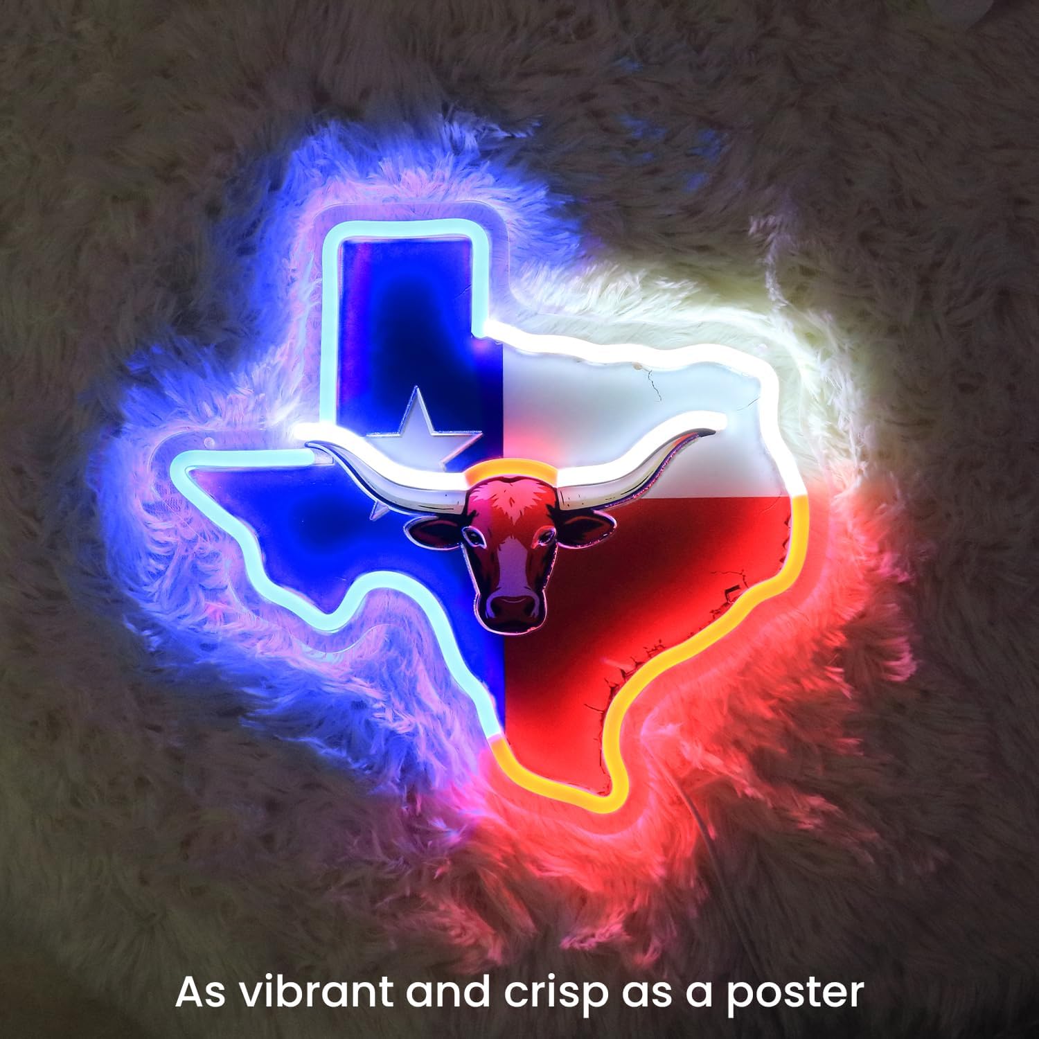 LED TEXAS Neon Sign Light Up Longhorns Lights Lighted Bull Neon Signs for Bedroom Dorm Hallway Garage Man Cave Bar Gaming Room Western Country Wall Decor Art Gifts