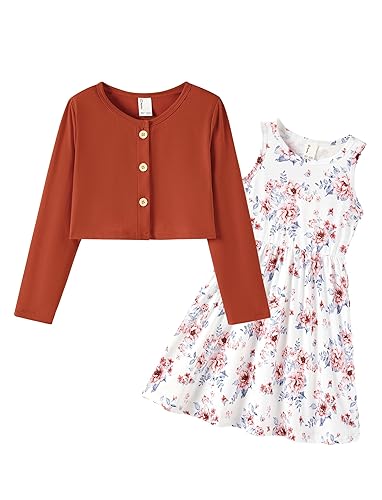 PATPAT Toddler Girl Dress 2 Piece Girl Sleeveless Dress and