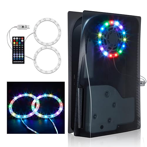 PEPPER JOBS LED Light Strip for PS5, RGB LED Light Strip for PS5 Console Translucent Black Cover, Music Sync and 8 Colors 400+ Modes 5050 LED Light