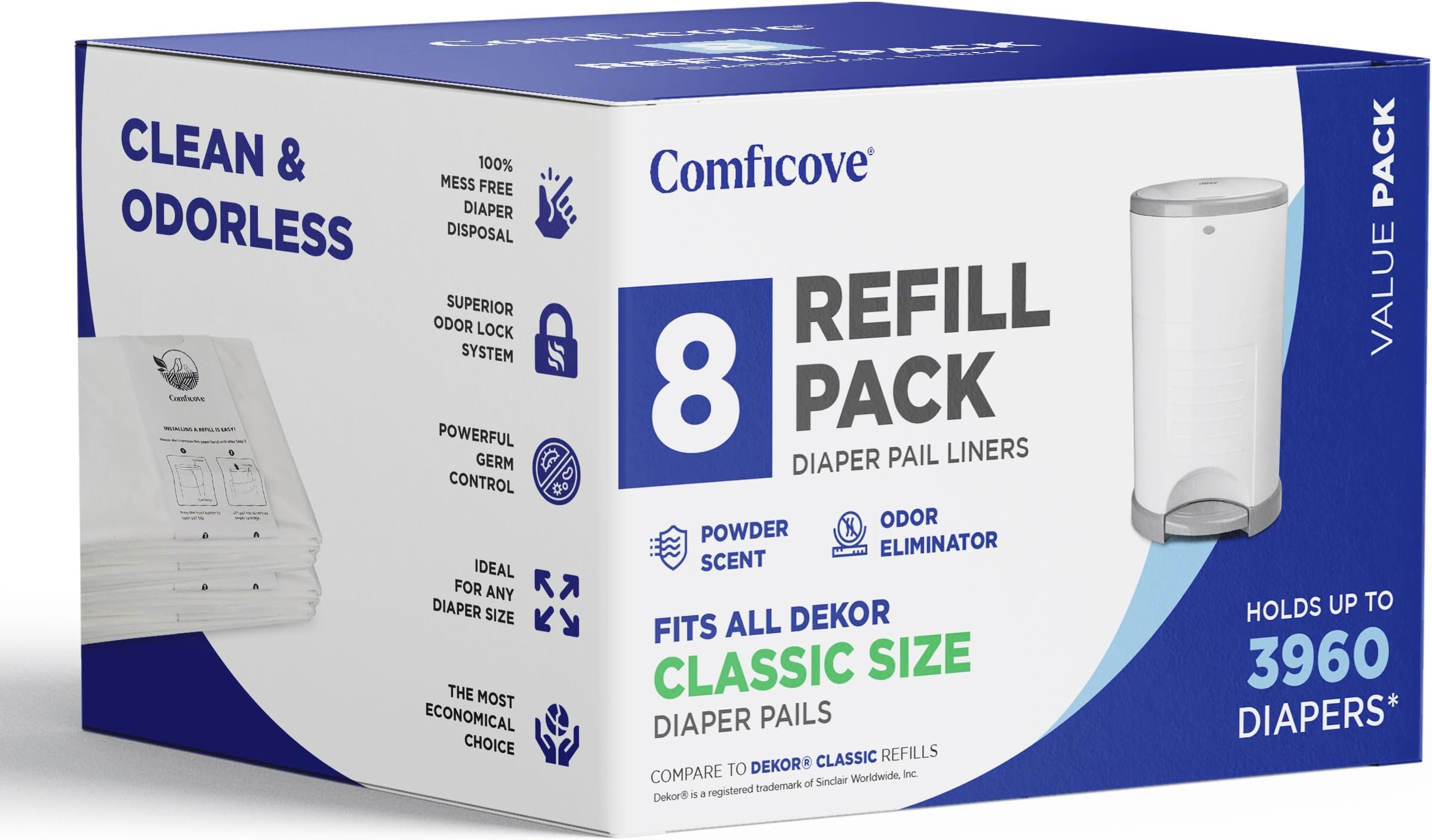 Refill Packs For Dekor Plus Nappy Bin | Exclusive Extra Thick | Powder Fragrance | Compatible - View #10