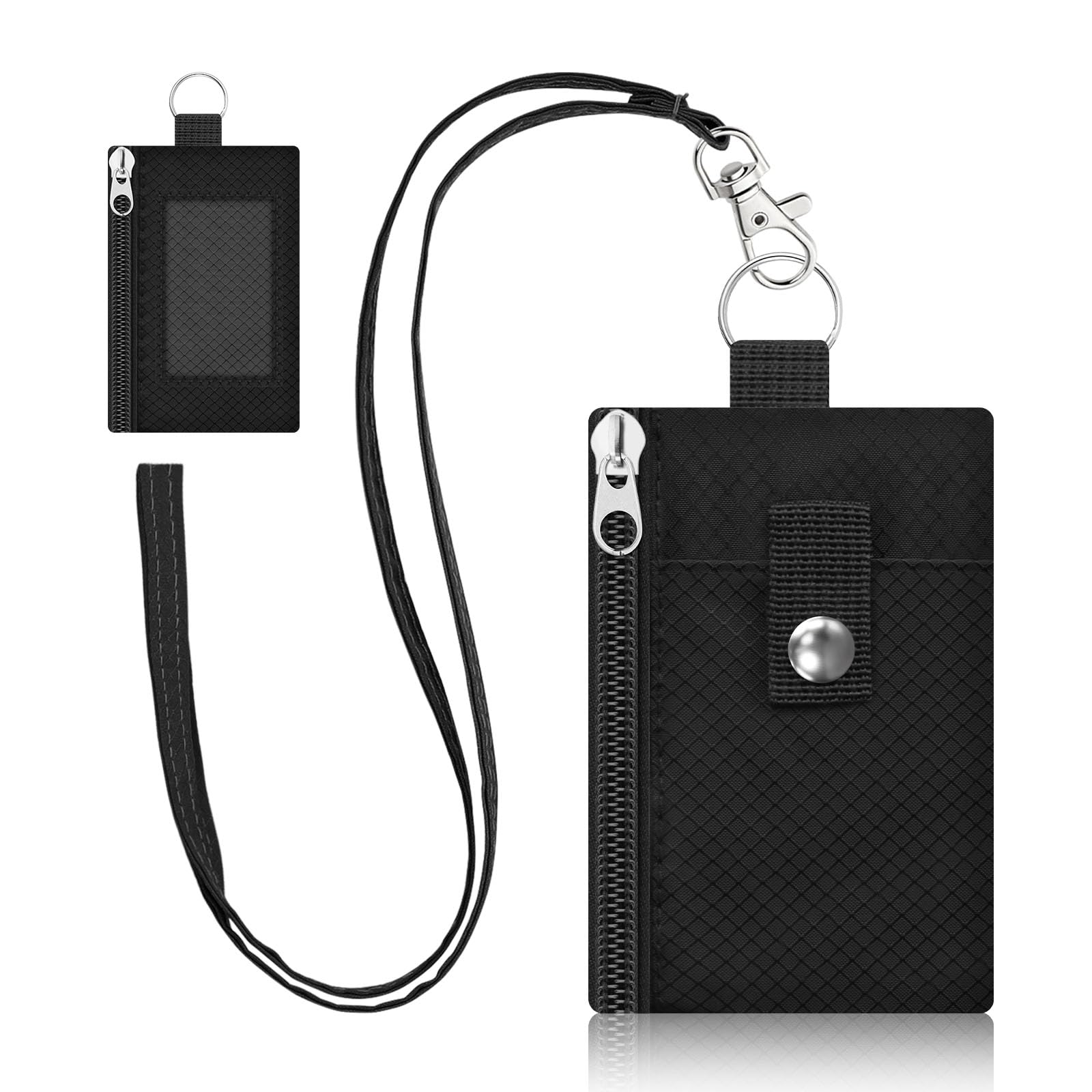 Small Neck Wallet, Water Resistant Lightweight Badge Holder with ID Window & Lanyard