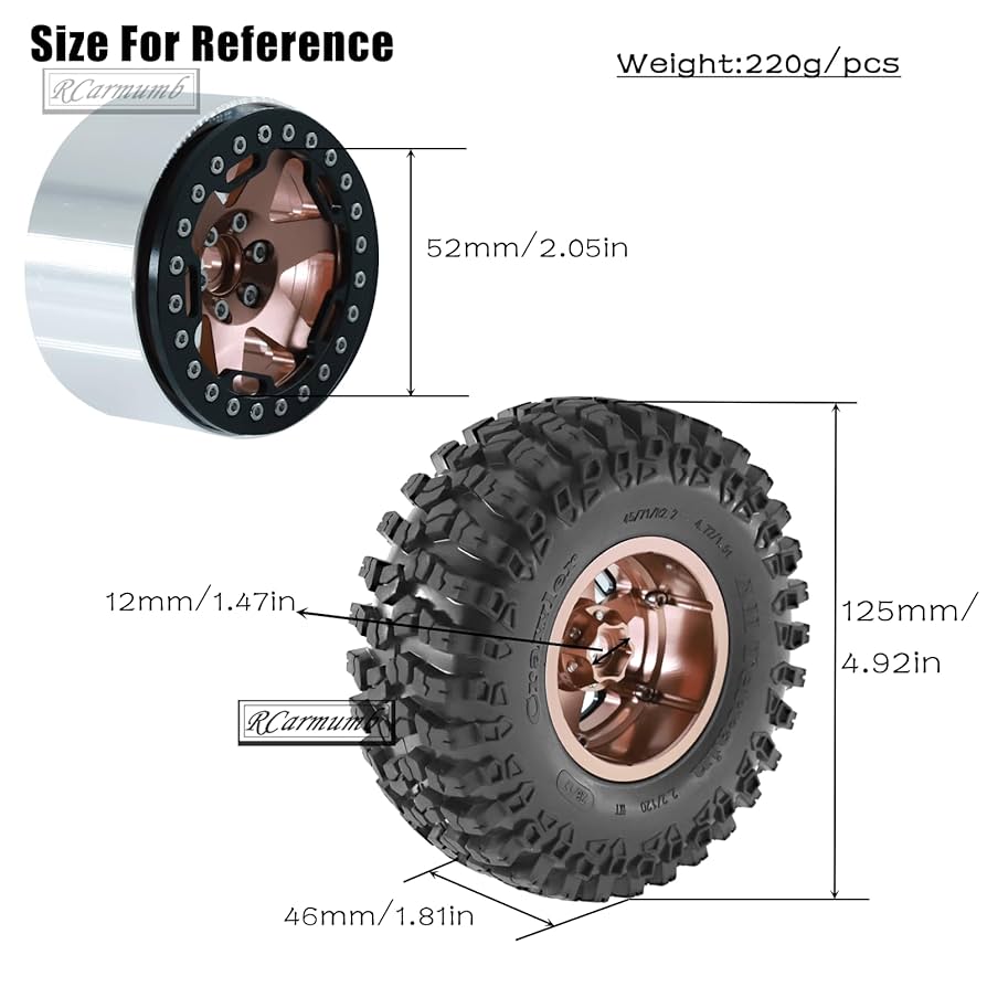 Amazon.com: Rcarmumb 2.2 Inch Beadlock Wheel Rim & Wheel