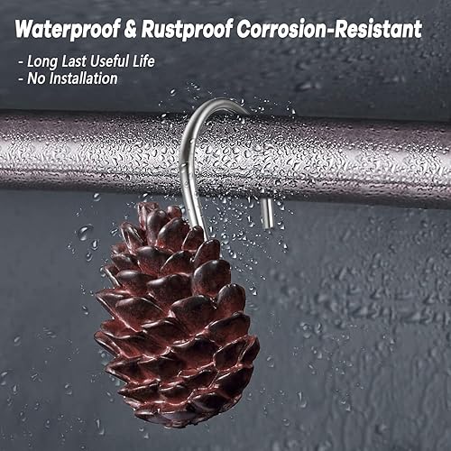 Miniatura 3 de Juego de 12 ganchos de cortina de ducha de piña para baño, ganchos deslizantes para cortina de baño, ganchos deslizantes de resina