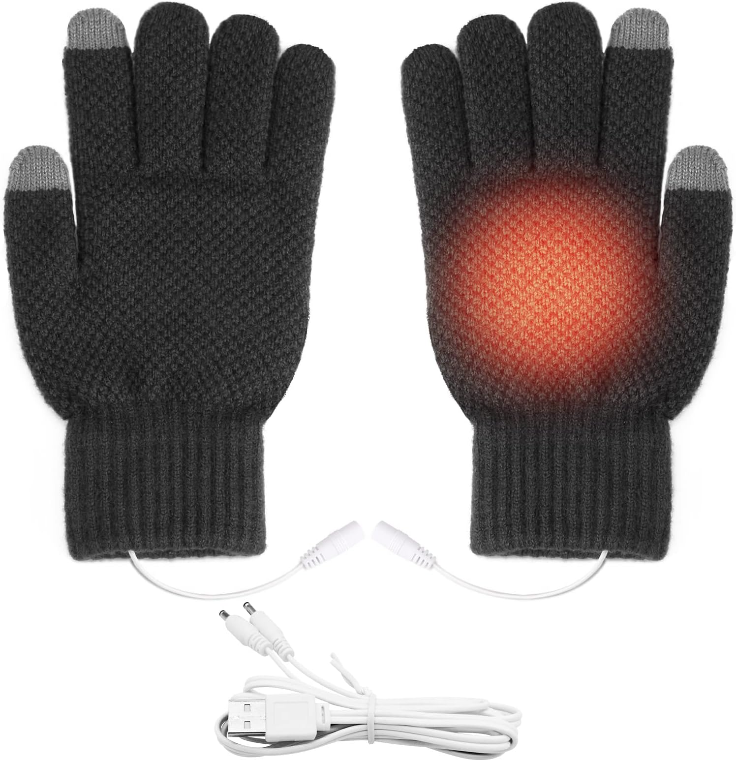 ytorgrUSB Heated Gloves Winter Warm Glove Heated Gloves For Unisex Mitten Knitted Touched Screen for Office Work Typing